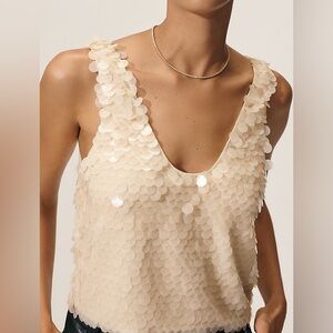 Anthropologie LyreBird Pearl Sequin Cami Tank Top L NWT $110